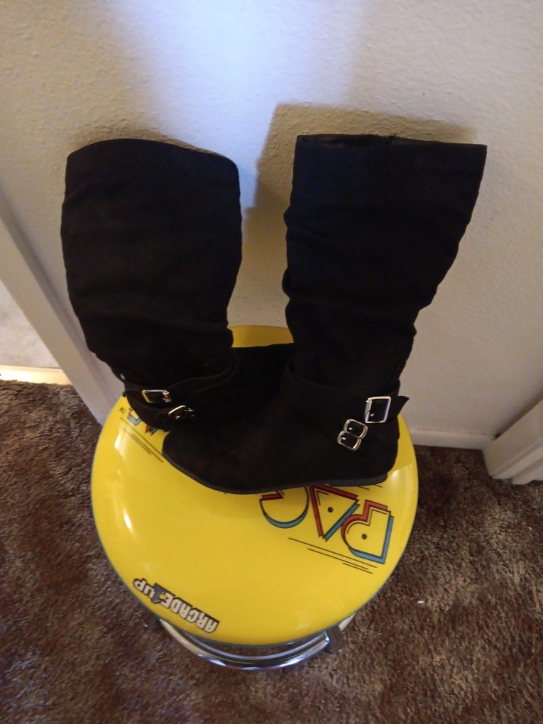 Tall Black Boots Girls Size 2M