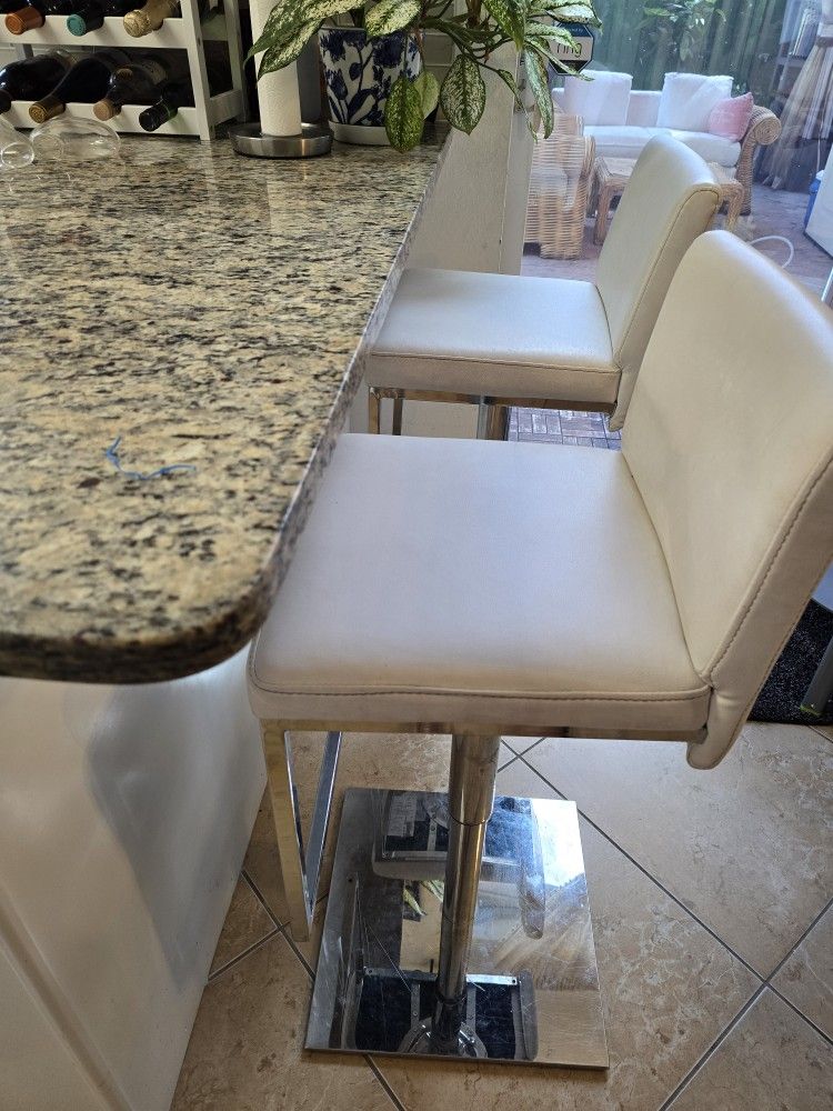 Set Of 2 White Bar Stools