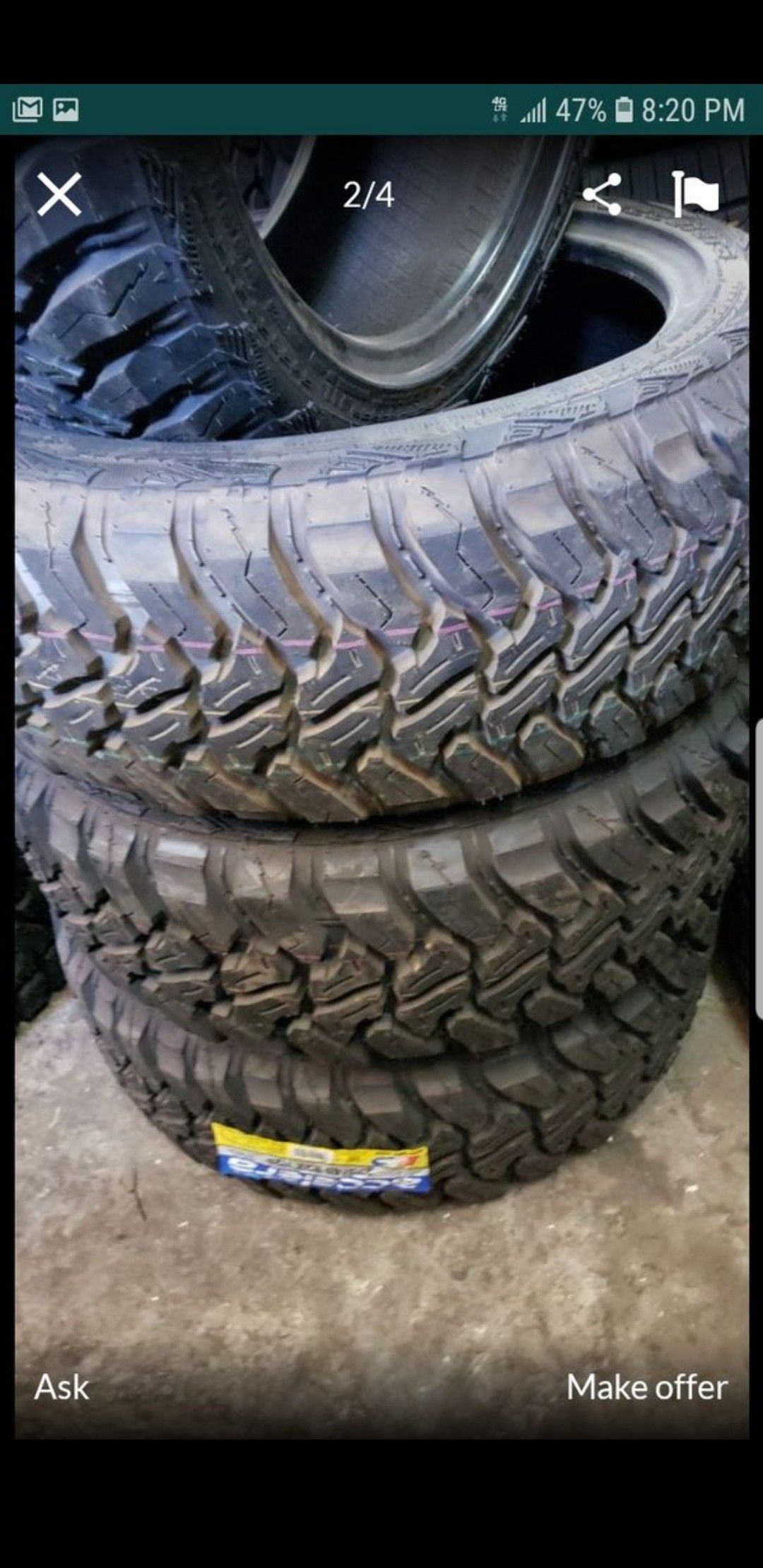 Brand New set of accelera MUD terrain tires 275 45 22