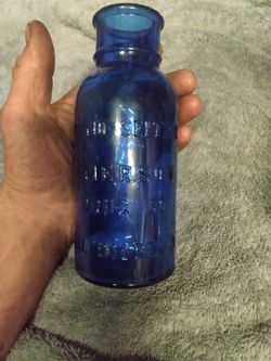 old blue glass bottle