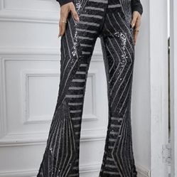 XL Sequin Pants, Flare Bottom