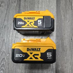 2... DEWALT 20V XR 5AH BATTERYS LIKE NEW