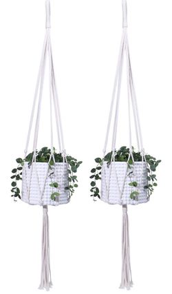 Macrame Plant Hangers - Indoor Outdoor Simple Design Hanging Planter, Handmade Cotton Hanging Plant Holders for Modern Home Decor, 6 Legs More Stable