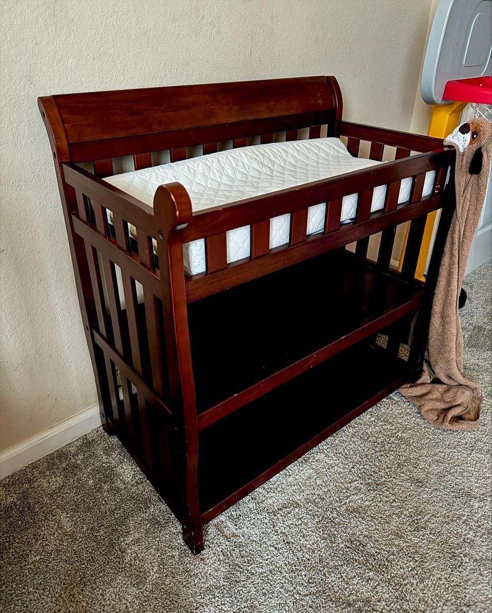 Brown Wooden Changing Table