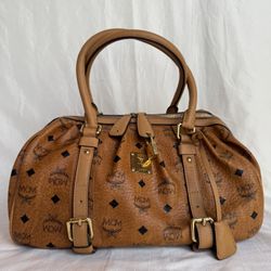 💯Guaranteed Authentic MCM CognacLeather Satchel Bag