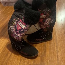 Ed Hardy Christian Audiger Black Boots