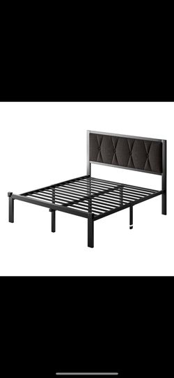 Brand New Queen Size Metal Bed Frame – Black Upholstered Headboard – $99 (Garage Pickup Only)