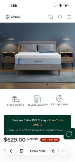 Zinus 12 in mattress in box