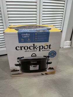 7Qt Crock Pot Cook & Carry Slow Cooker Crockpot with Locking Lid - Black