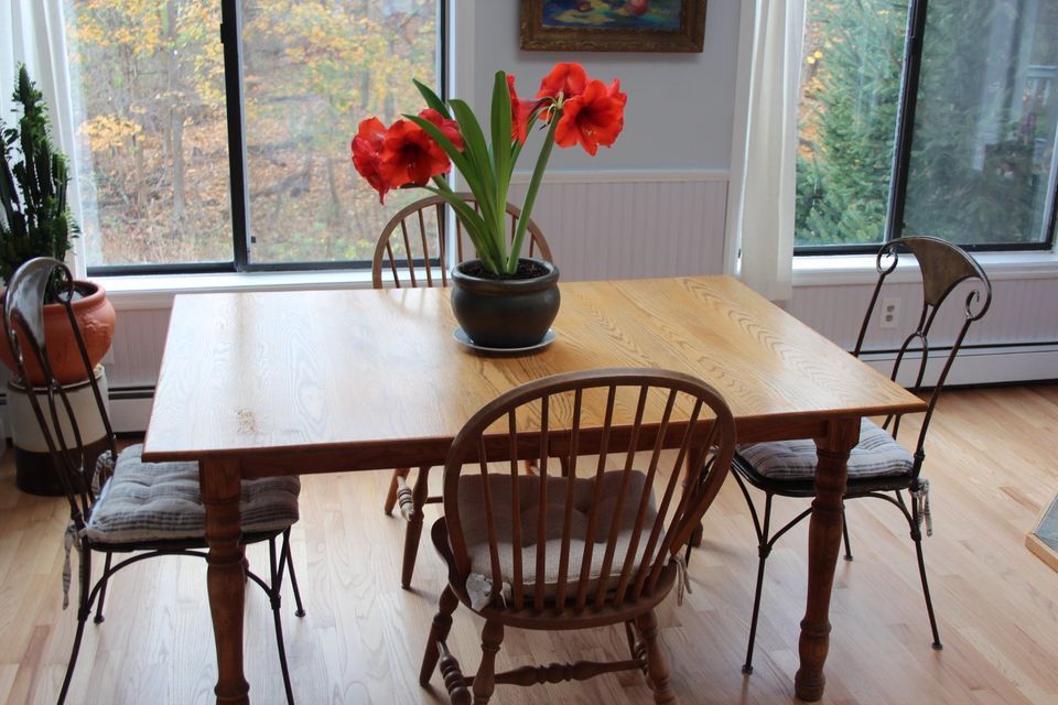 Oak, Dining Table And Pine Chairs.