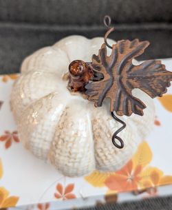 Three Fall Halloween White Ceramic Pumpkins