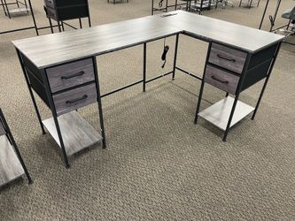 Brand New L-Shaped Office Desk w/ Built-In Outlets