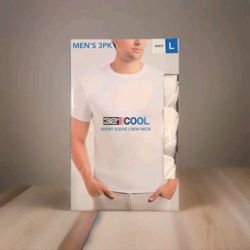 32 Degrees Cool Mens T-Shirts 3-Pack White Crew Neck Short Sleeve Size L NWT