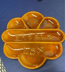 Vintage Judaica Serving Dish - Bagels & Lox