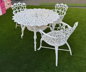 Cast iron table and chair