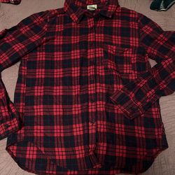 Women’s Red Plaid Flannel Long Sleeve Button Up