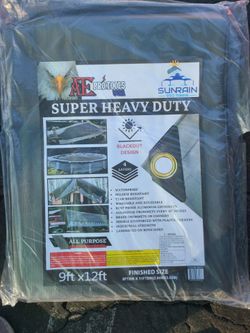 9ft × 12ft Super Heavy Duty Grey Tarp