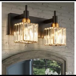 EDISLIVE Orillia 11.8 in. 2-Light Modern Black Gold Bathroom Vanity Light