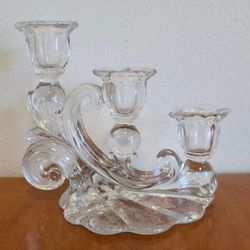Stunning Vintage Cambridge Rose Point Glass Candelabra