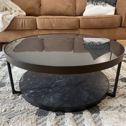 Coffee table, anthracite marble effect/black glass, 34 5/8 "