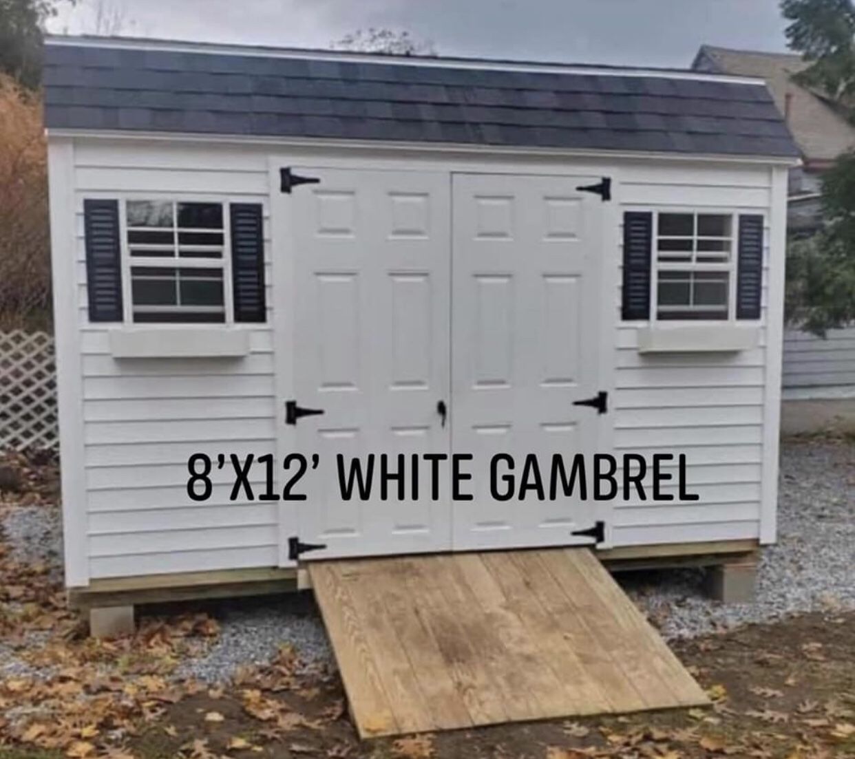New 8’ x 12’ White Vinyl Gambrel Shed