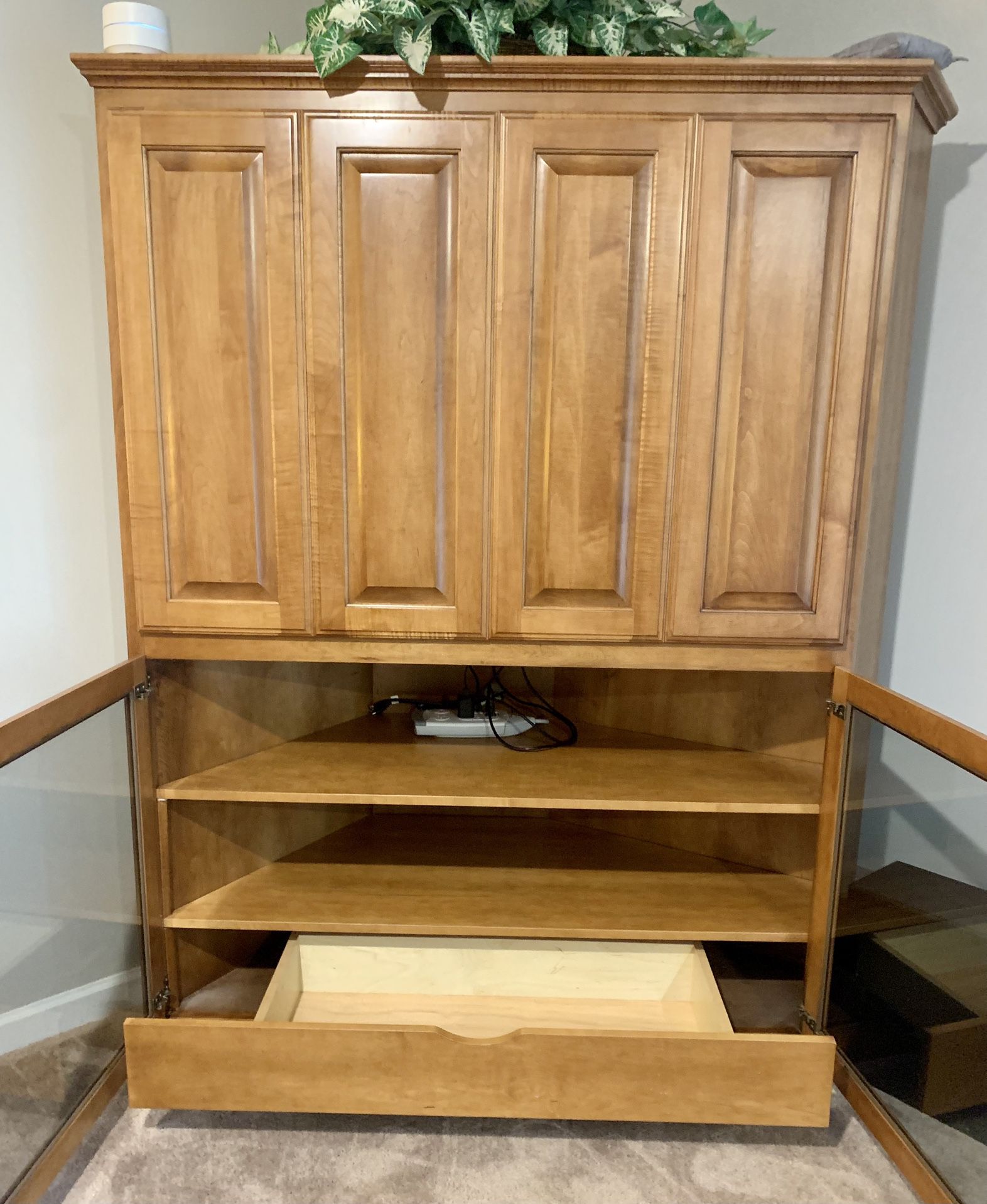 Maple Wood Corner Tv Storage Cabinet