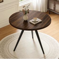 34.6" Round Dining Table for 4 People, Modern Circle Kitchen Coffee Table with Tapered Legs & Thickened Edge for Dining Room, Kitchen, Apartment, Waln