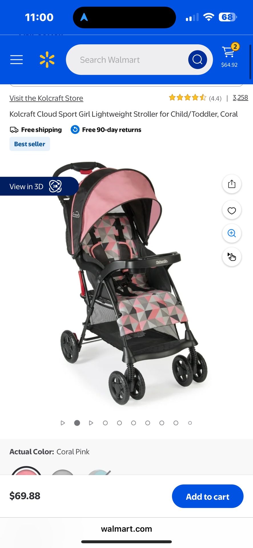 Walmart Stroller Pink