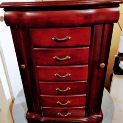 New Valentine's Special Solid Wood Jewelry Box 6 Drawers Flip Top Opening Ins Large Mirror