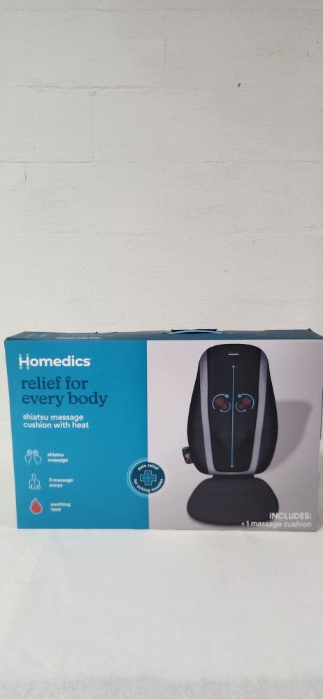 HoMedics Shiatsu Back & Neck Massage Cushion with Heat- New in Box
