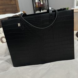 Beis “The Large Work Tote” Black Croc Print 