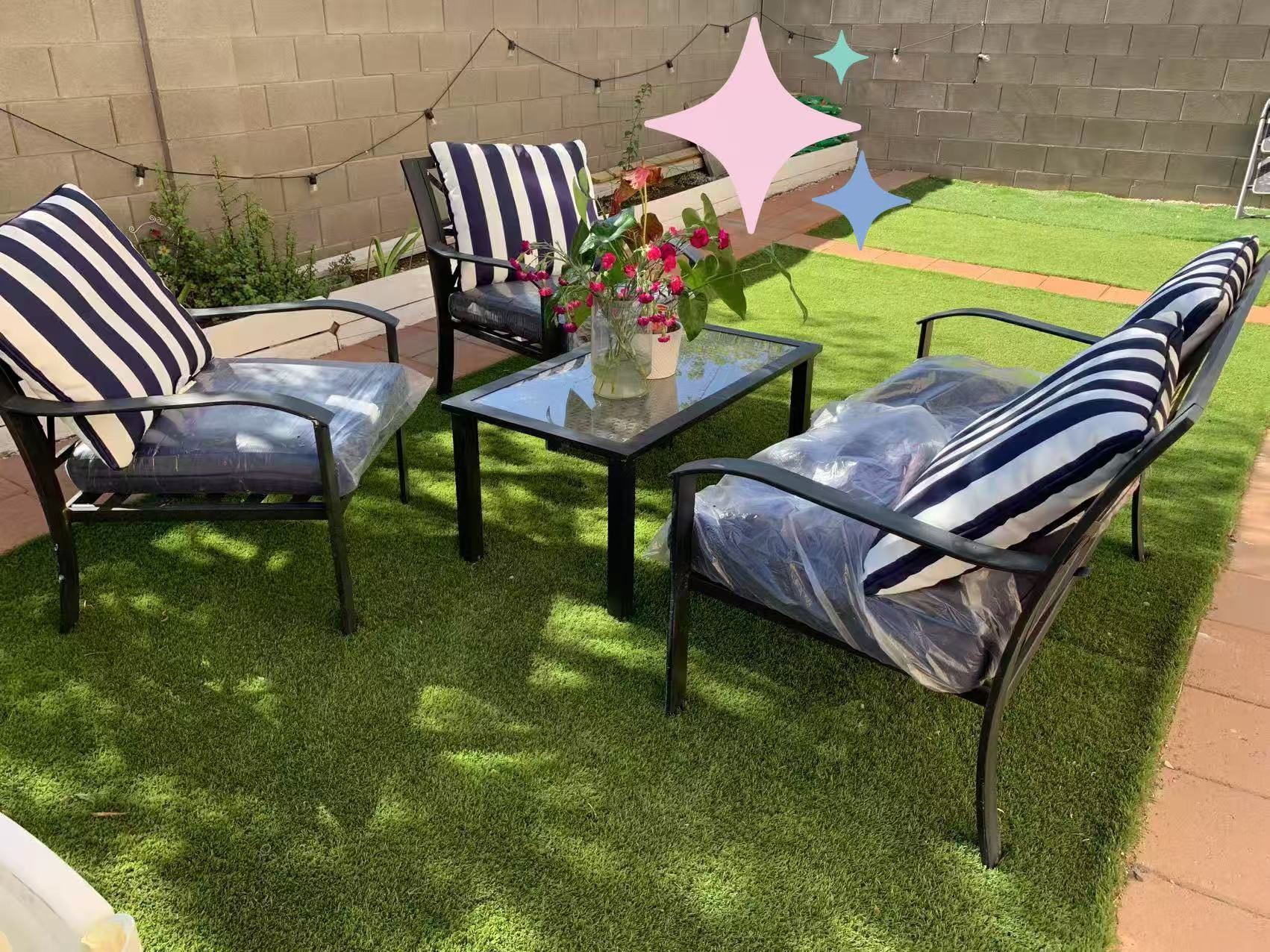 Iron backyard sofa and table set