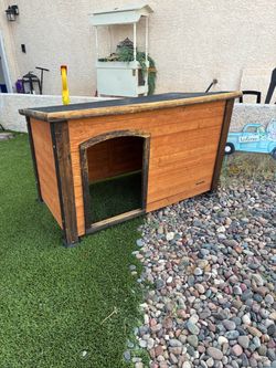 Outdoor Wooden Dog House with Flat Roof