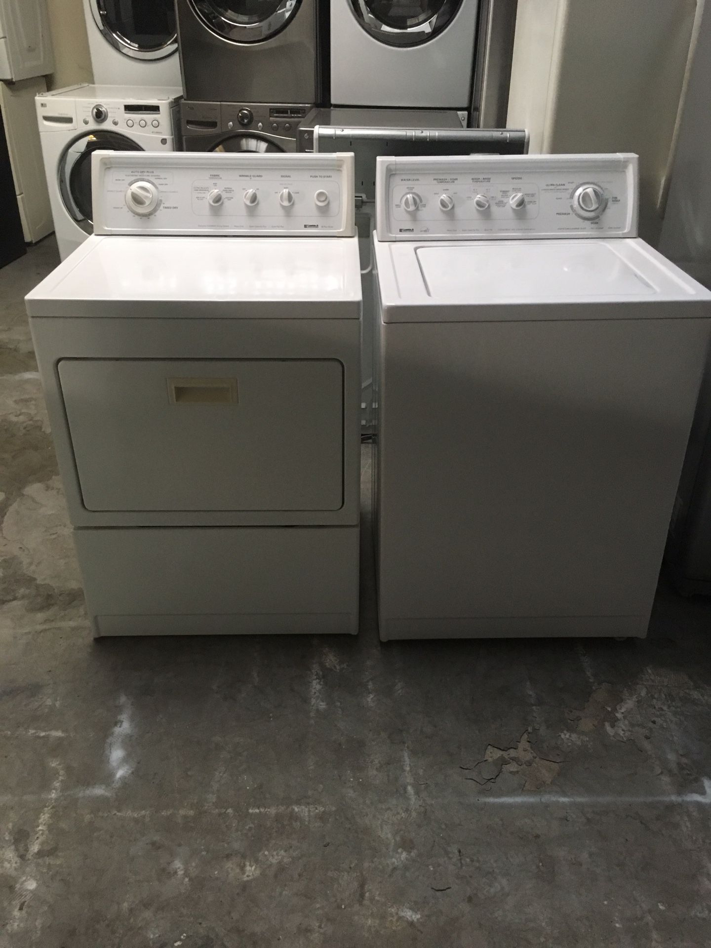 Set washer and dryer brand kenmore gas dryer everything is good working condition 90 days warranty delivery and installation
