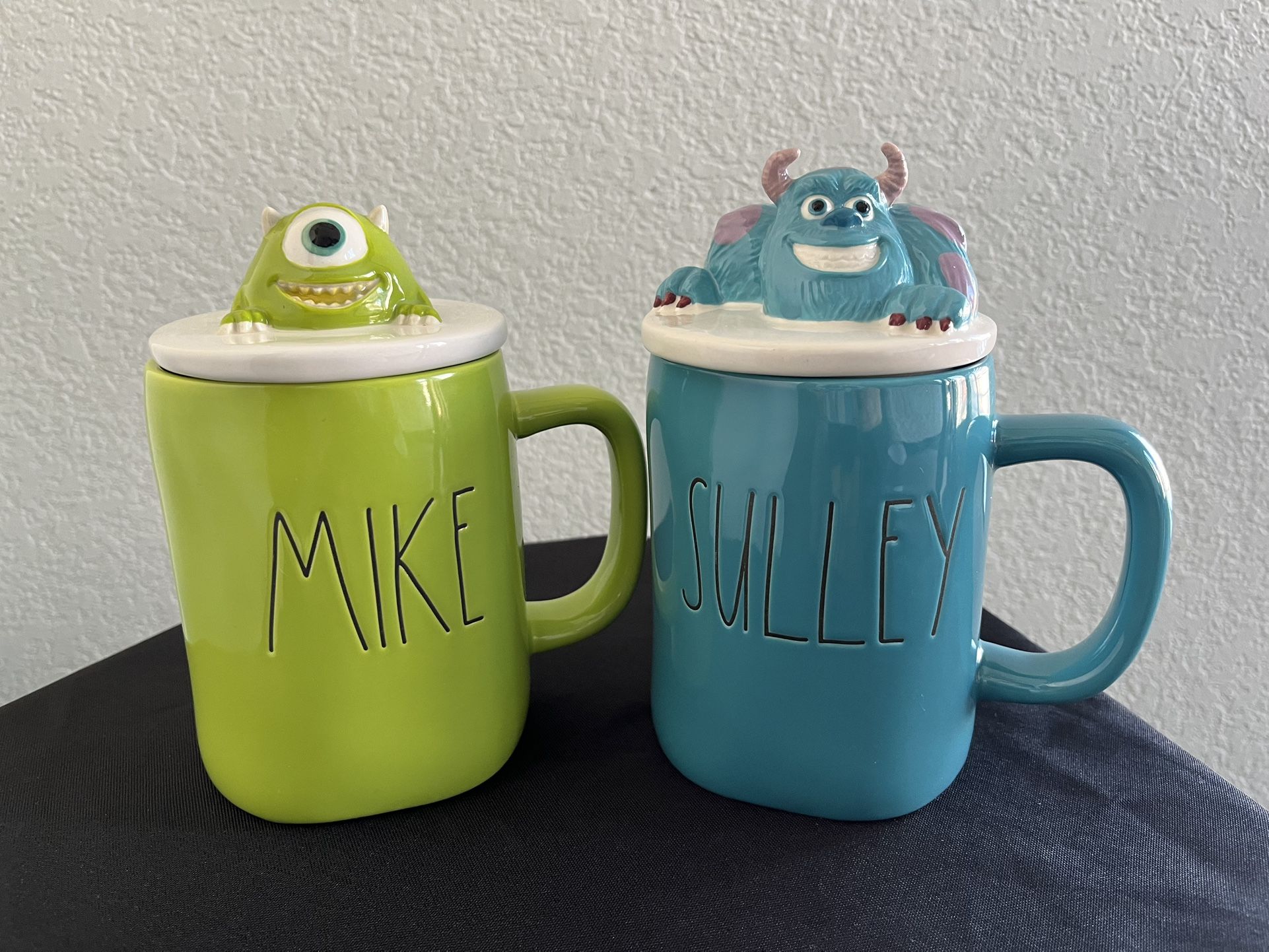 Rae Dunn Mike & Sulley Mug Set – Disney Pixar with Toppers