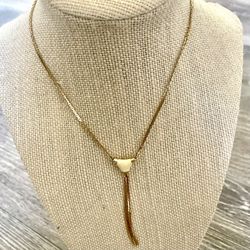 Napier Gold Tone Cream Lariat Necklace 
