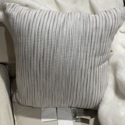 New Wth Tags ! West Elm Outdoor Pillow  20” Sq Gray Striped 