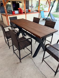 6 chairs and a table