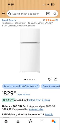 Top Freezer Refrigerator 18 Cu. Ft. White