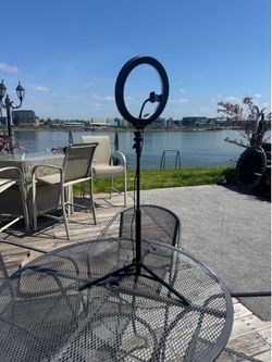 Ring Light Round Base Desktop Stand W/ Phone Clamp