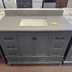 Merryfield 43 in. Single Sink Dark Blue-Grey Bath Vanity 