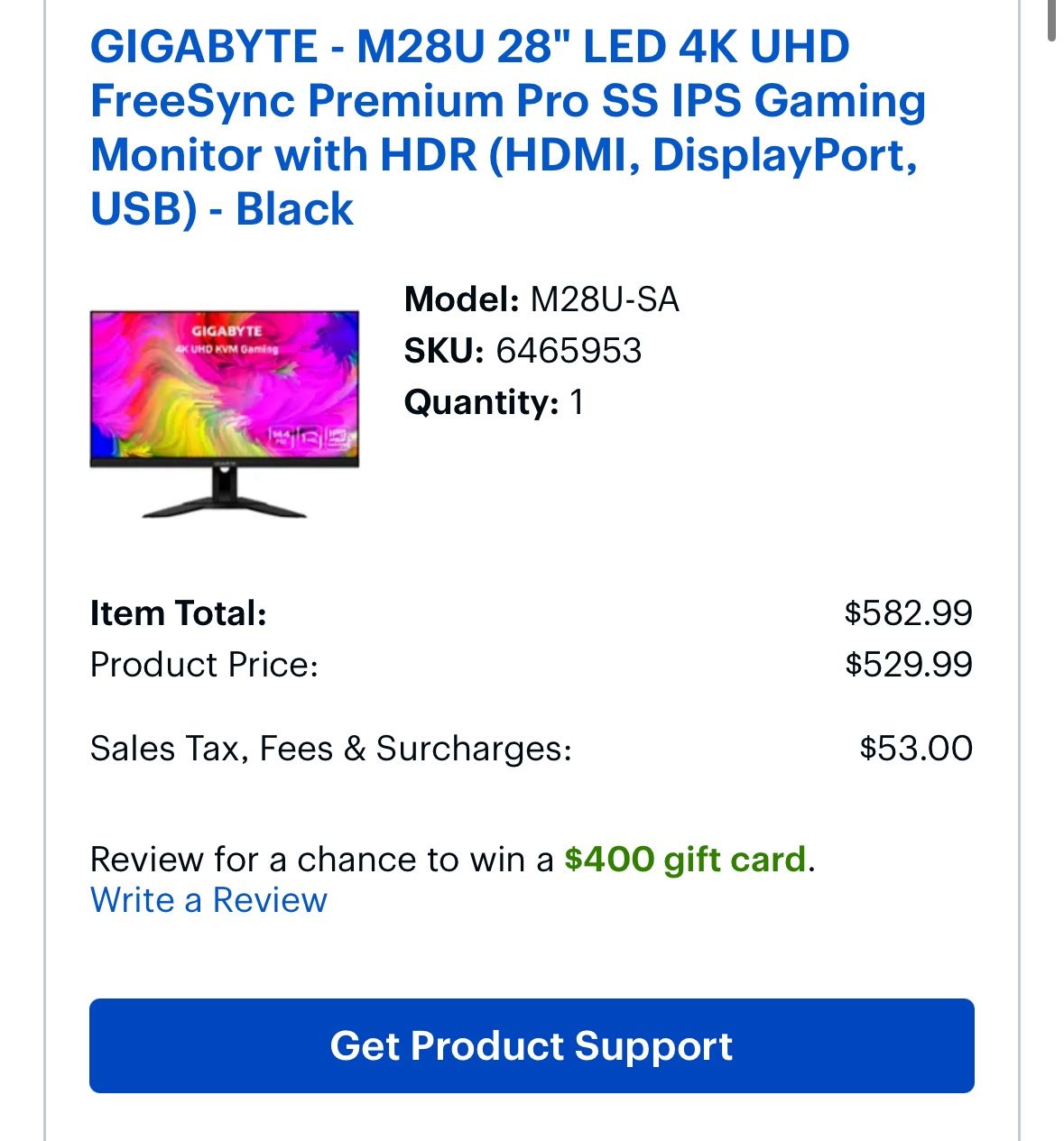 Gigabyte M28U 4k Gaming Monitor