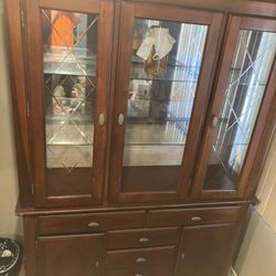 China Cabinet W/ Mirror And Glass Display