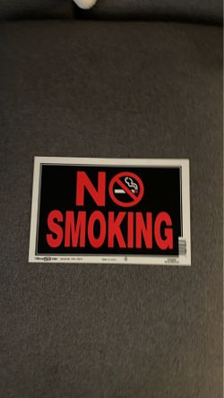 No Smoking Sign, Black and Red Plastic, 8x12 Inches 1-Sign