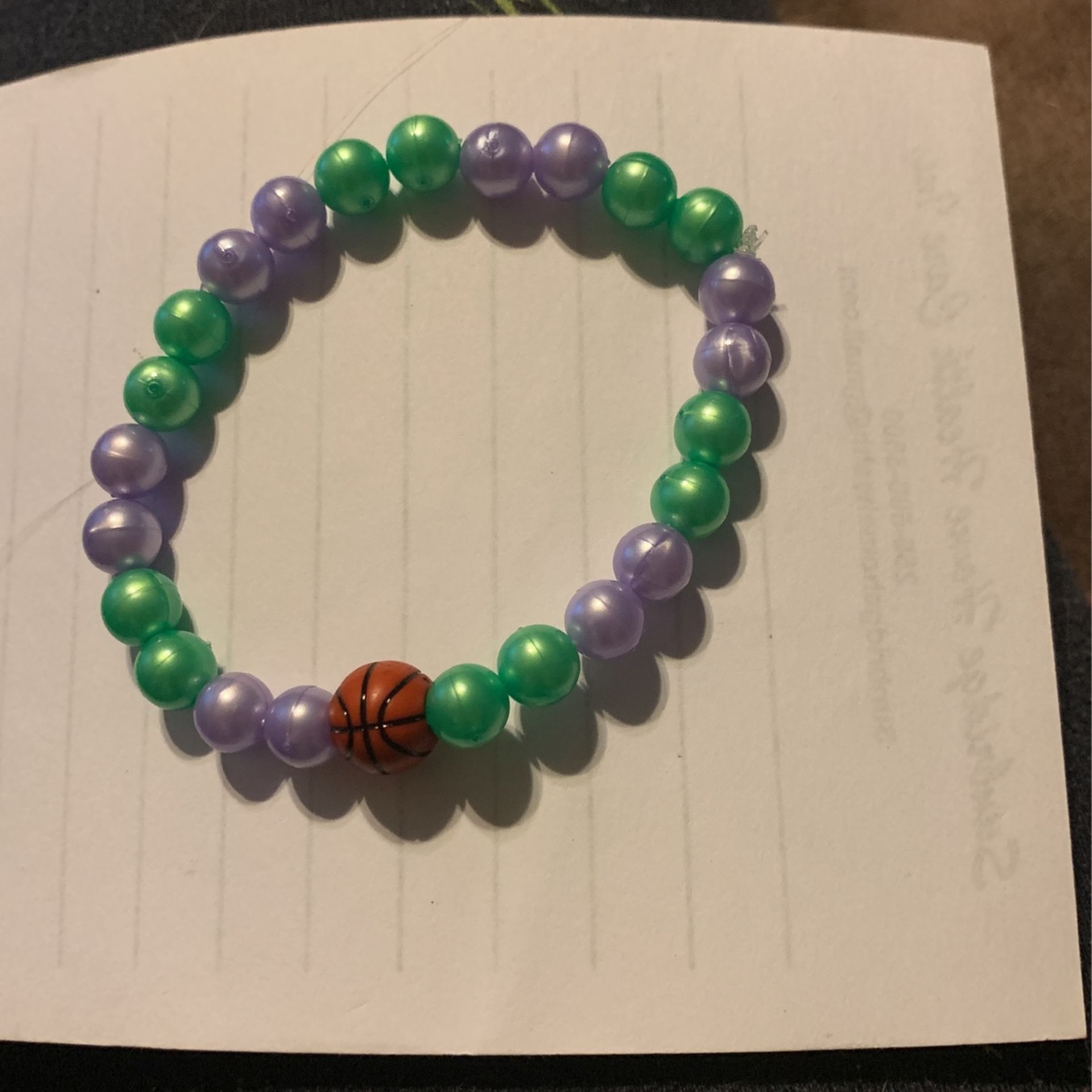Mardi Gras Basketball Bracelet