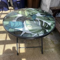 Glass Patio Table And Umbrella 
