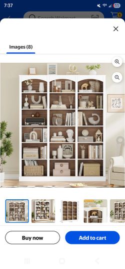 Homfa 18-Cube Bookcase and Bookshelves, 71.2" Triple Width 6 Tier Freestanding Arch Library Cabinet for Home Office Living Room, White Bark Texture & 