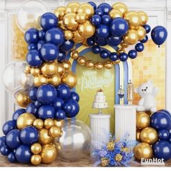 120 Pcs  Navy Blue And Cold Ballon Kit For Garland 