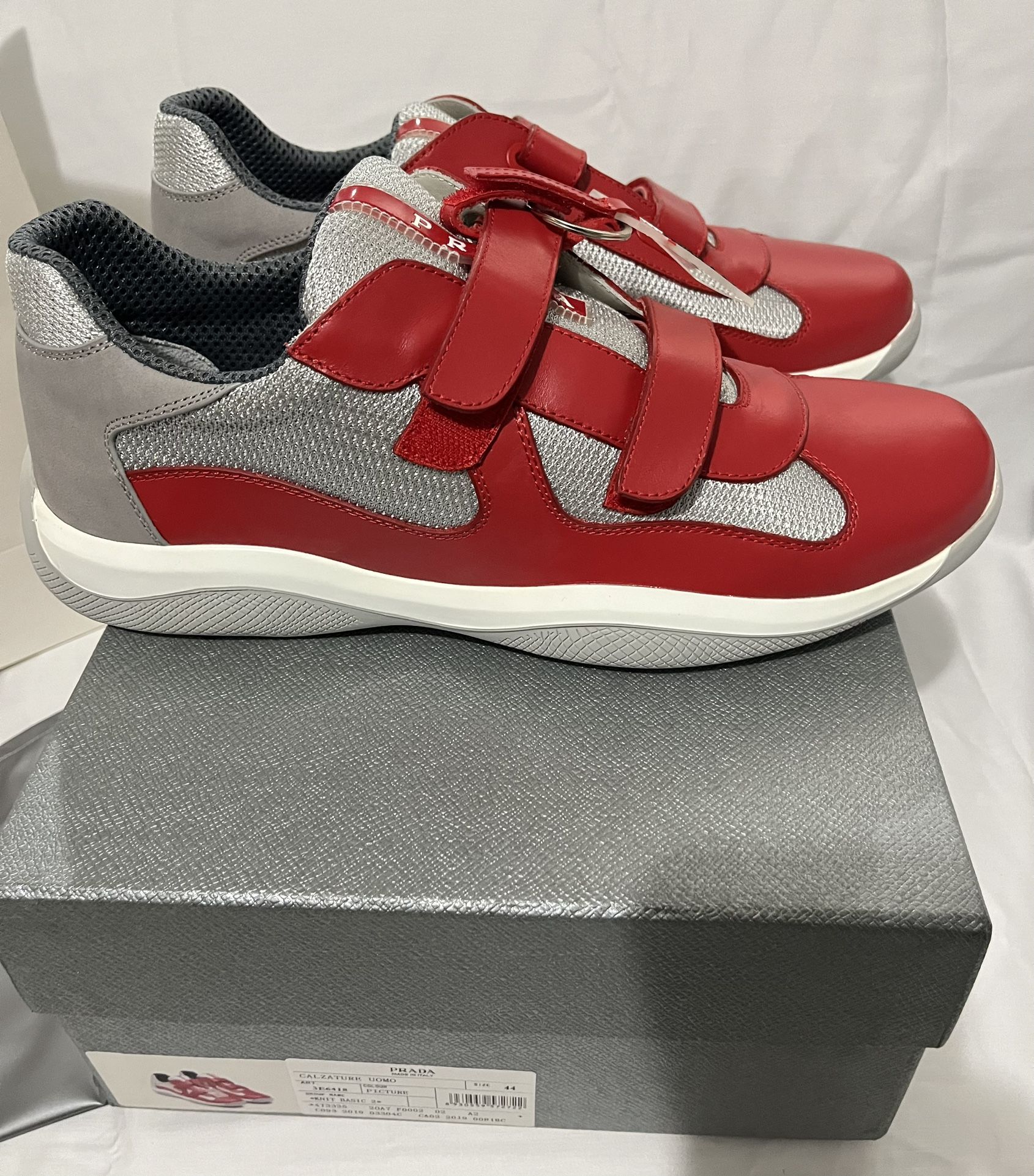 NEW PRADA Red America’s Cup Original sneakers (Size: Euro 44, US 10-11)