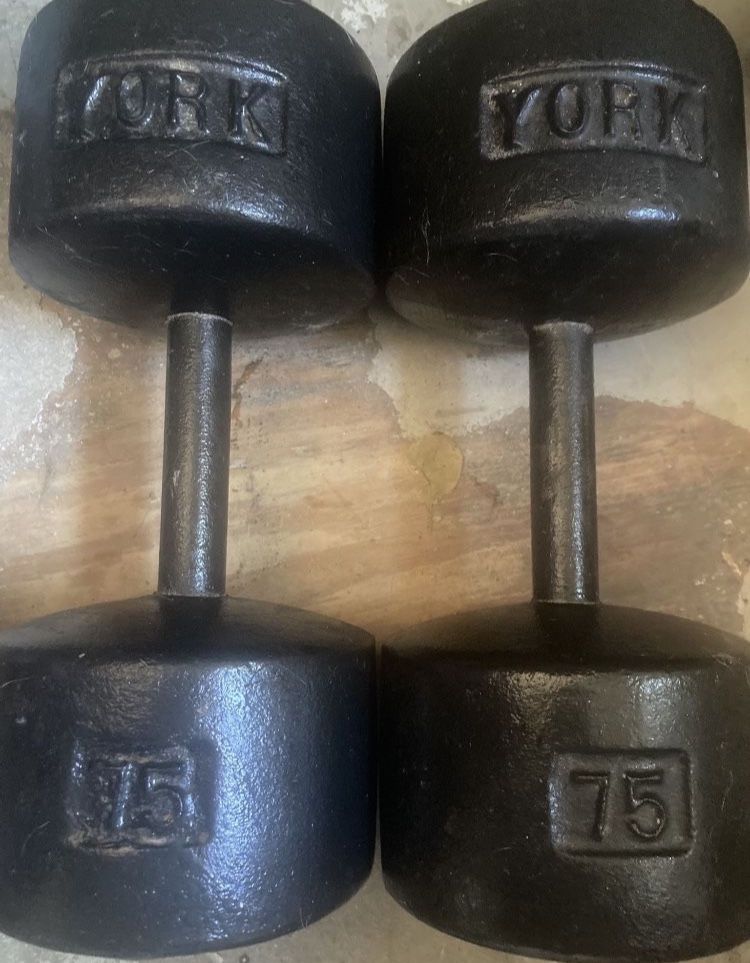 75lbs York Roundhead Dumbbells